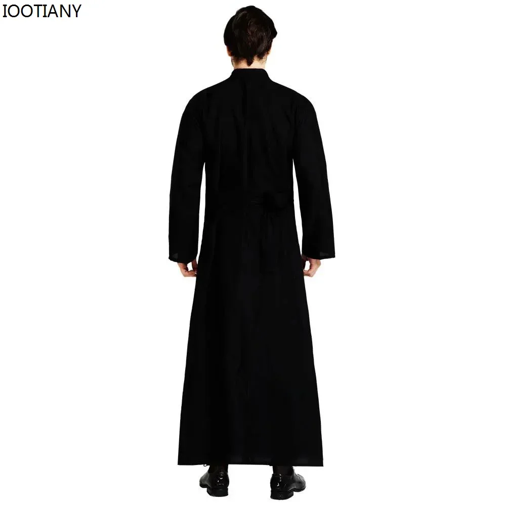 Cosplay hommes pasteur religieux père Costumes adulte noir Noble prêtre Costume Halloween pourim fête Mardi Gras déguisement