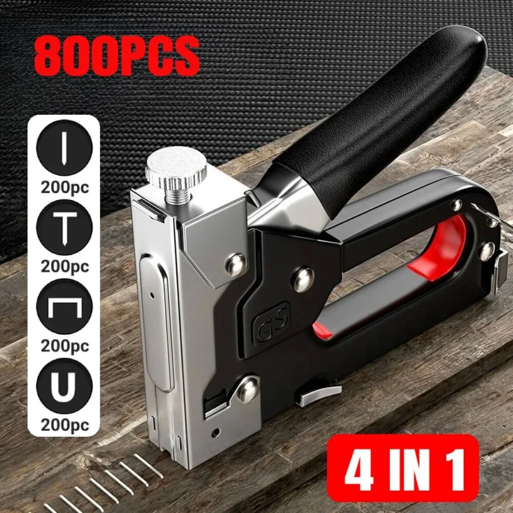 

Многофункциональный ручной степлер-гвоздезабиватель 4-в-1 для тяжелых работ с 800 скобами для деревообработки, мебели и проектов DIY