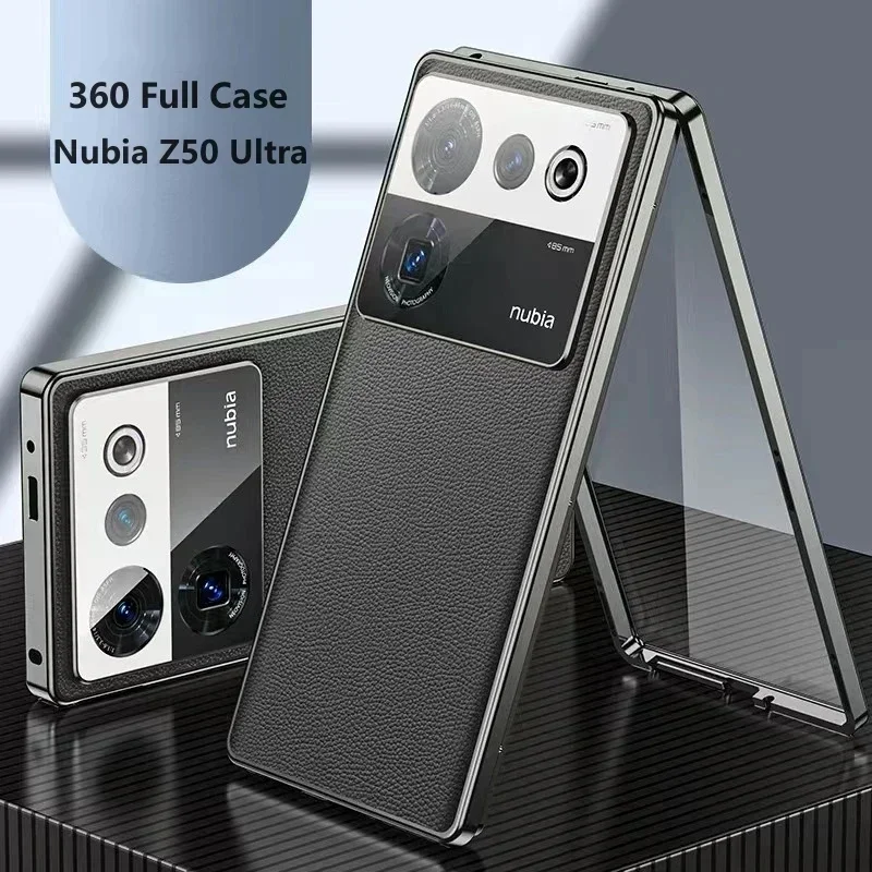 Case for Nubia Z50 Ultra 360 Full Tempered Glass Leather Cover for Nubia Z50Ultra Shell Double Sided Protection Bumper Funda