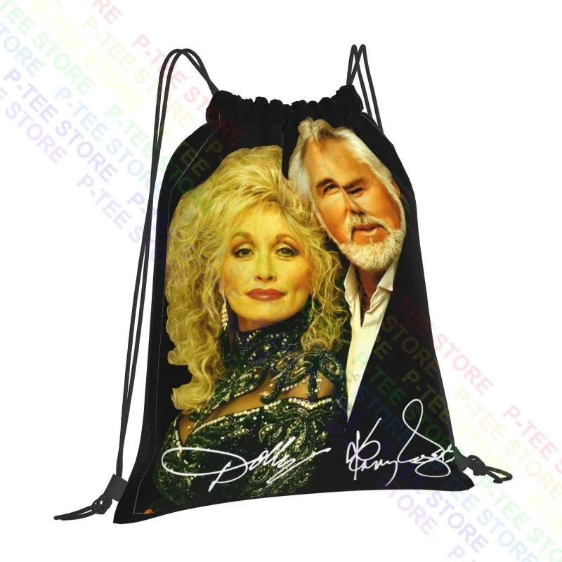 Dolly Parton And Kenny Rogers Signature Drawstring Bags Gym Bag School Backpack Shopping Bag Clothes Backpacks