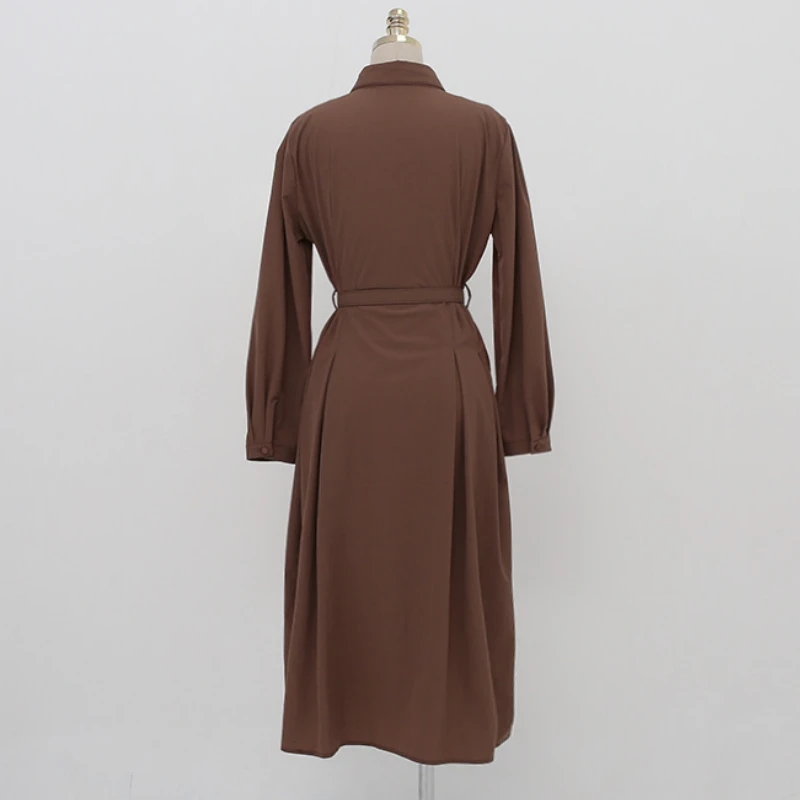 Donne oversize 3XL Primavera Estate Abiti lunghi Office Lady Elegante camicia a maniche lunghe a vita alta Abiti con cintura jurk dames