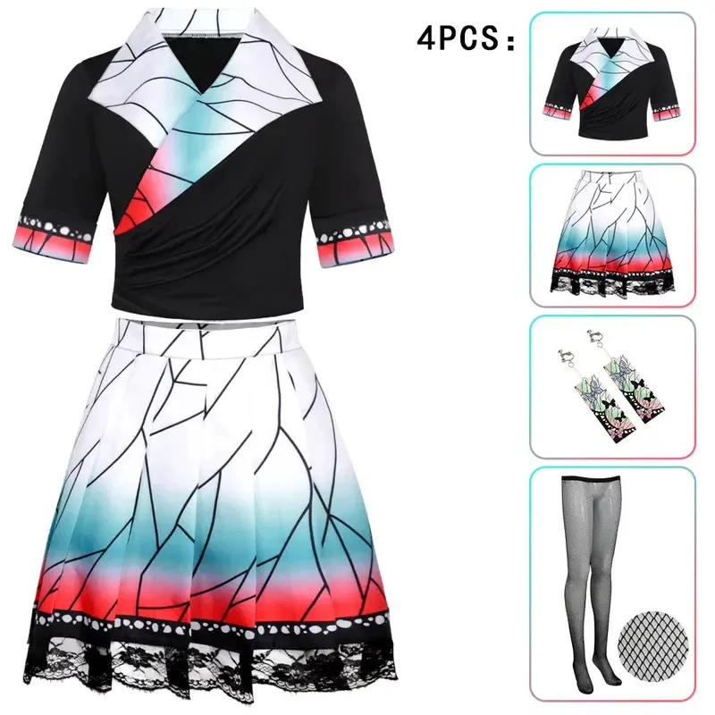 bilibili Demon Slayer Kamado Nezuko Cosplay Kamado Tanjirou Kochou Shinobu Costume Halloween Maid Dress Anime Outfit For Women