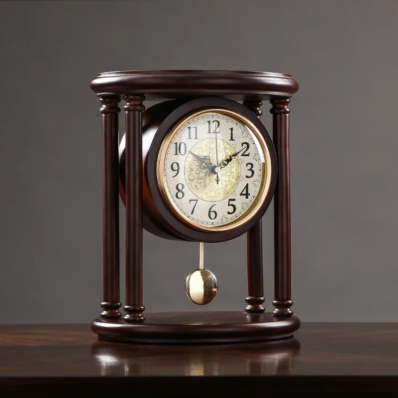 Clock  Retro Chinese Solid Wood DeskHome Living Room  Swing  Pendulum  Vertical