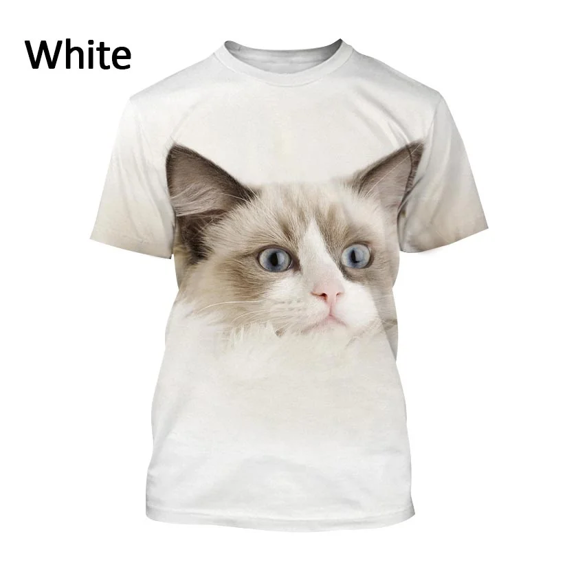 

2024 New Animal Ragdoll Cat 3D T Shirts Unisex Personality Casual Short Sleeve Fun Kitten Printed T-shirt