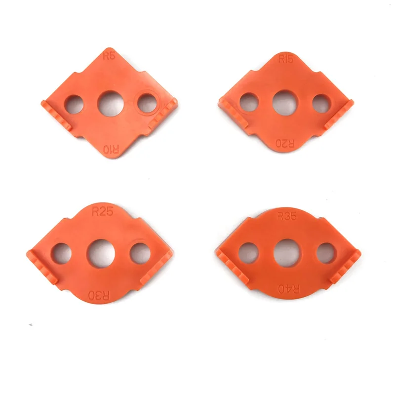 4Pcs Woodworking Router Corner Radius Templates Jig R5 to R40 Routing Curved Corners Milling Circular Radian Orange