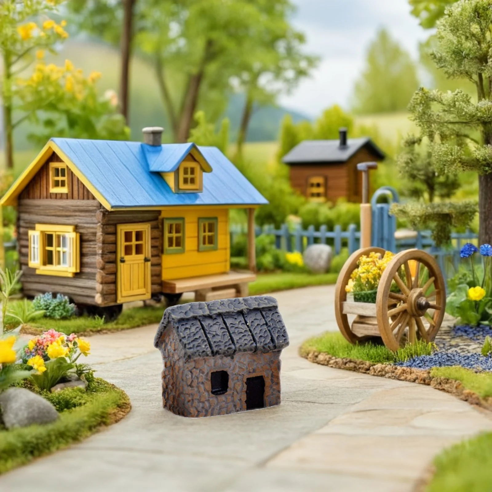 

Moss Micro Landscape Fairy House for Garden Supplies Mini Statue Ornaments Stone Houses