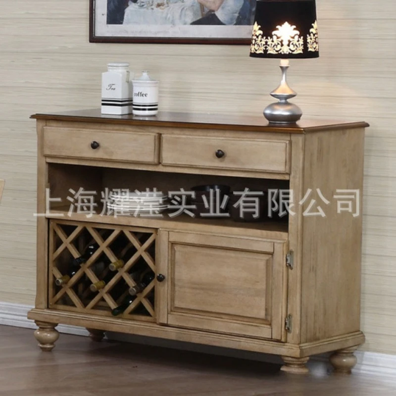 American solid wood wine cabinet custom furniture retro old oak single door restaurant locker tableware storage cabinet floor ca