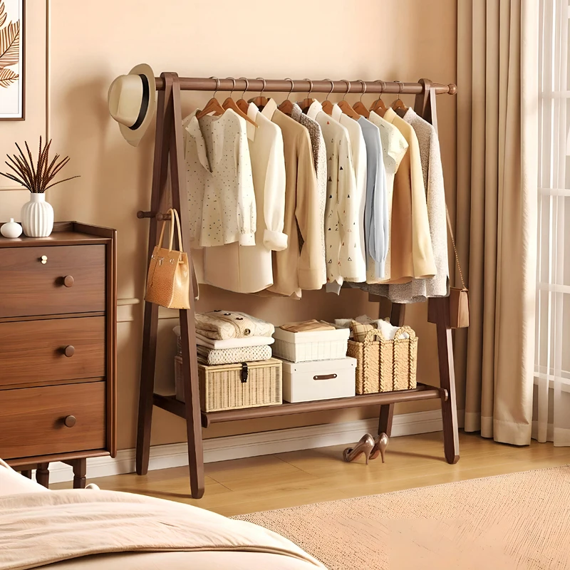 

All beech coat rack, bedroom floor-to-ceiling solid wood hanger, wooden foldable drying rack, rack to hang clothes