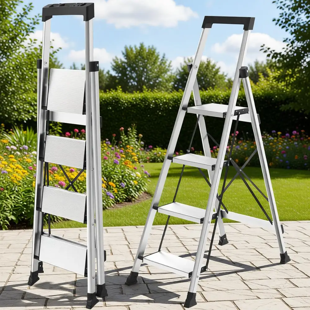 

Портативная легкая складная лестница с поддоном для инструментов, противоскользящая, грузоподъемность 330 фунтов, для взрослых