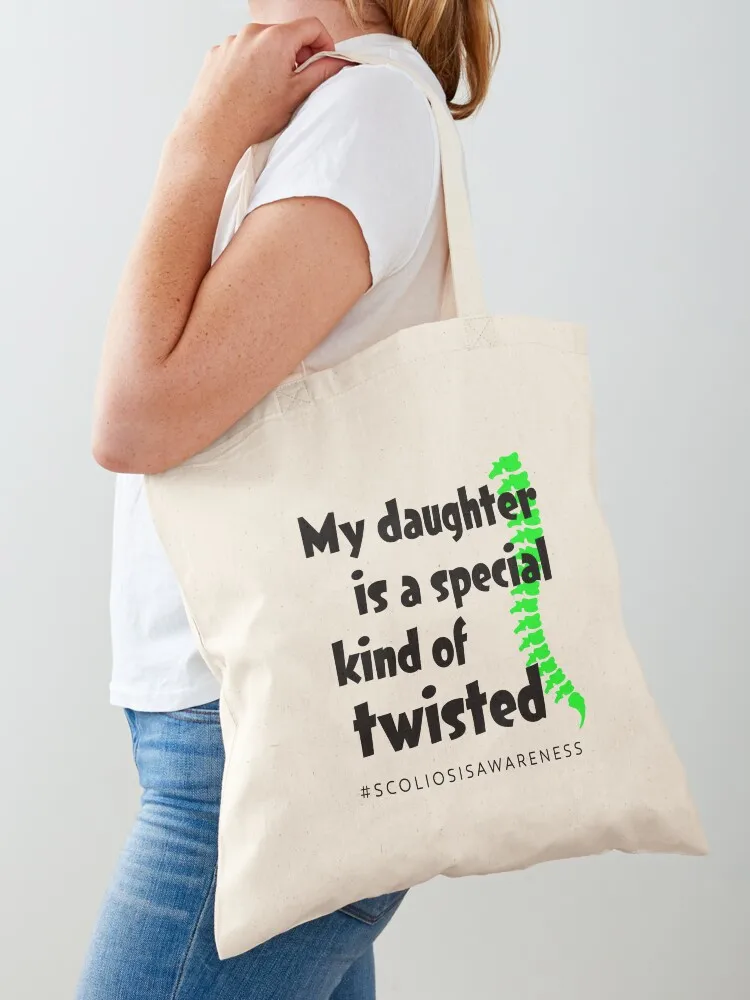 Scoliosis Awareness Month - Daughter Tote Bag personalized tote bag Portable shopping bag custom fabric Canvas Tote