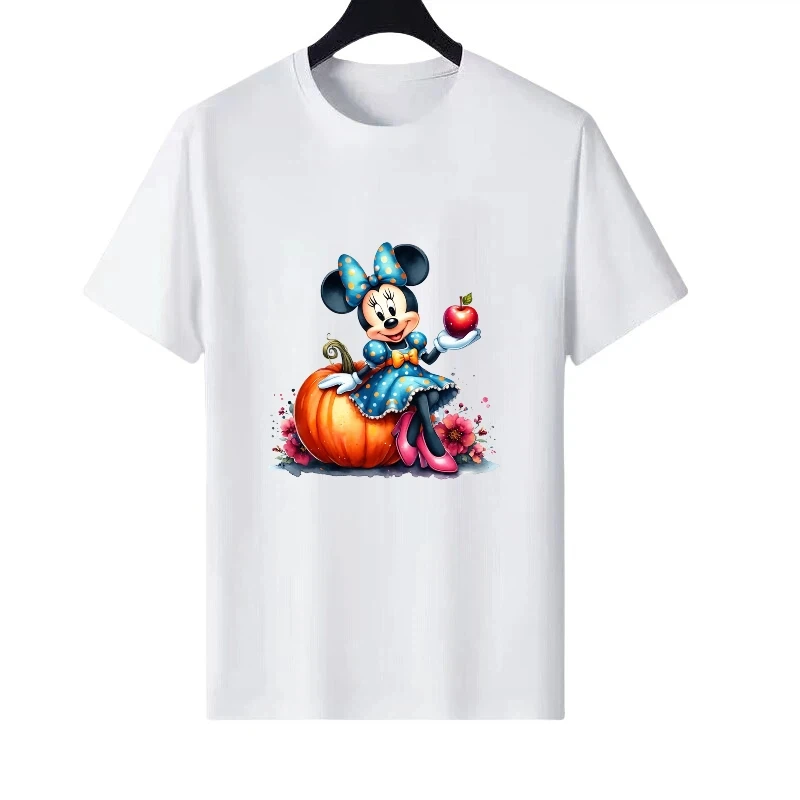 ديزني ميكي ماوس الكرتون الأبيض الصيف امرأة الوالدين والطفل الملابس السيدات رخيصة Y2k قصيرة الأكمام تي شيرت الرجال بلوزات #1