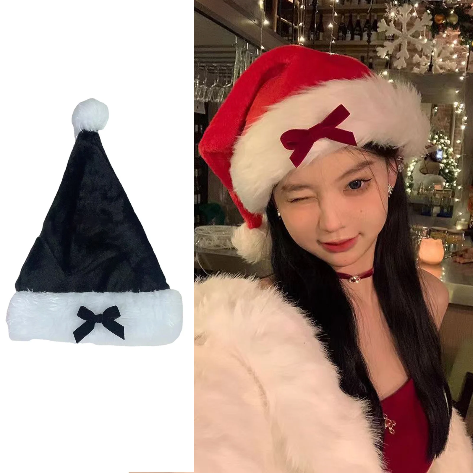 Santa Claus Hat Black Plush Ch - Santa Hat Plush recension och pris