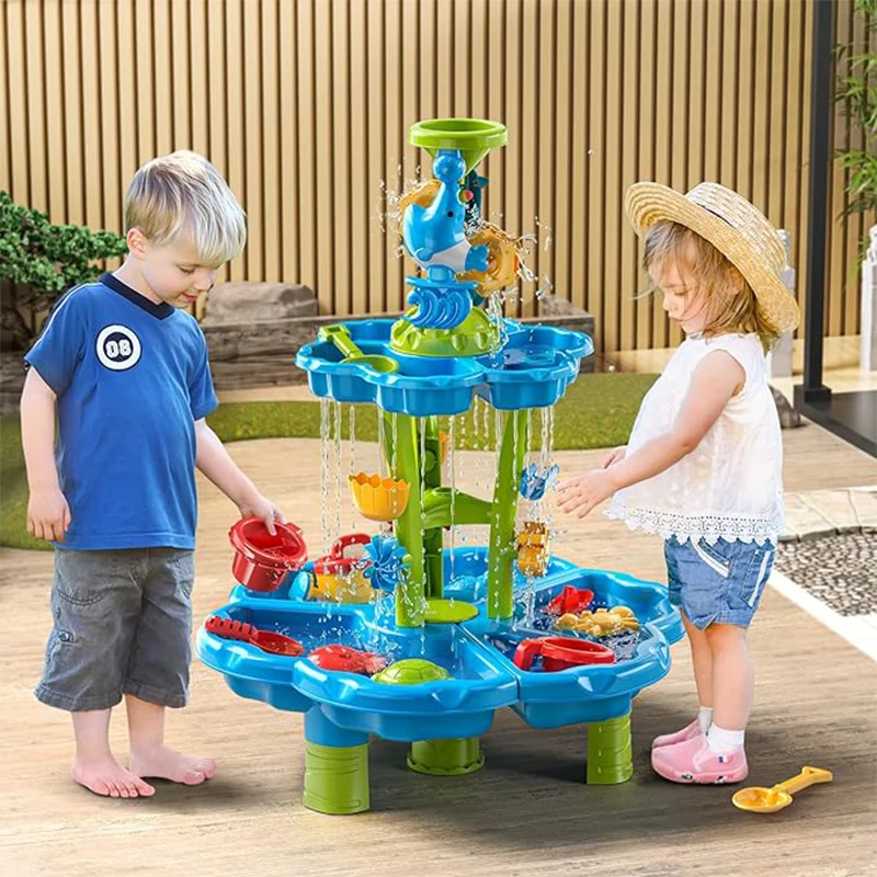 Table d'eau pour enfants de 3 à 5 ans, nappe phréatique d'été, jouets d'extérieur, jouets de plage pour enfants, table mentaires orielle pour tout-petits garçons et filles de 3 à 8 ans