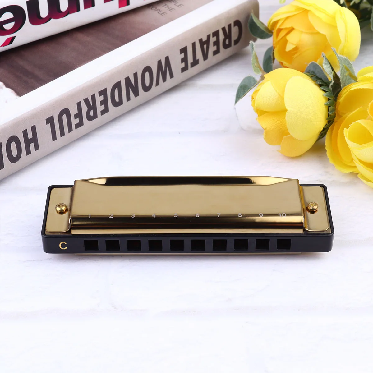 

Harmonica Golden Switching Professional for Beginner Students Musicians Teaching Use 10 Hole Harmonica