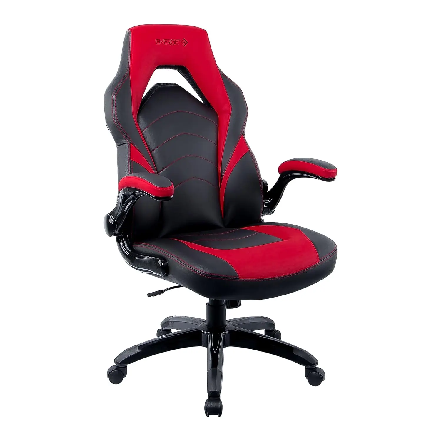 Emerge Vortex Gaming Chair, Adjustable Height, Swivel Black | Racing-style design with sturdy swivel base, ideal for