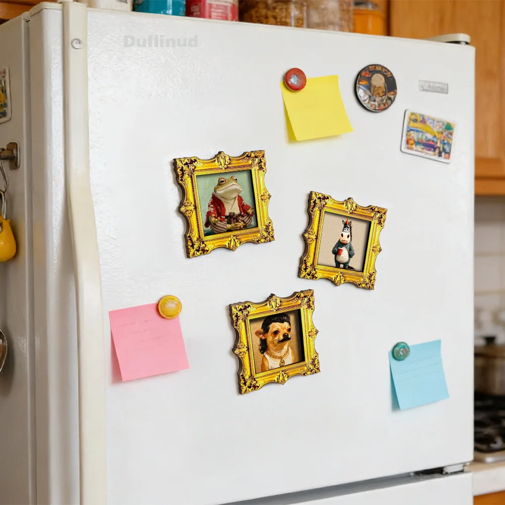 Retro Gerahmter Chihuahua-Kunstmagnet, Originelles Hundeporträt-Dekor für Kühlschrank, Schrank, Schließfach und Geschenk für Tierliebhaber – Detail 4