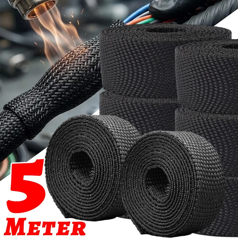 20mm Heat Shrink Braided Sleeve Shrinkage Ratio 2:1 Auto Wire Harness Loom Tube Flexible Car Cable Wrap Electrical Protection