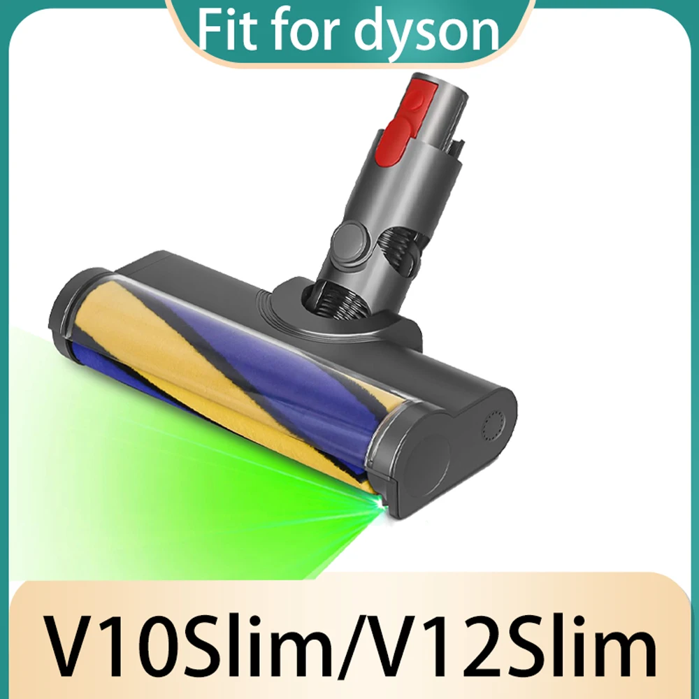 Laser Brush For Dyson V12 Detect Slim V10Slim Accessories Soft Roller Brush Head Motorhead With Green Dust Light Replacement