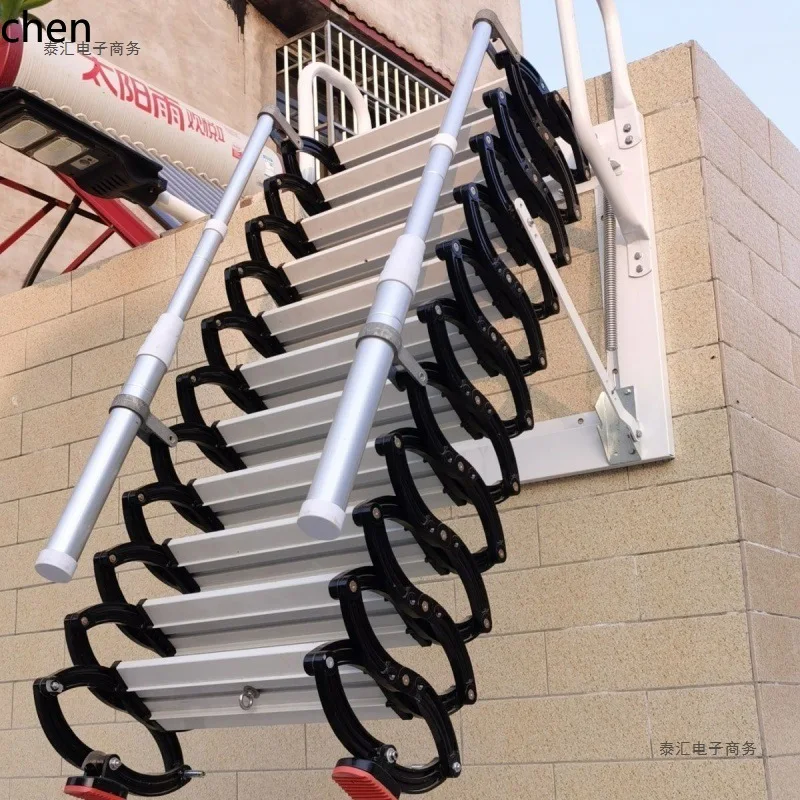 HXL Telescopic Ladder Outdoor Wall-Mounted Folding Outdoor Retractable Lifting Telescopic Ladder