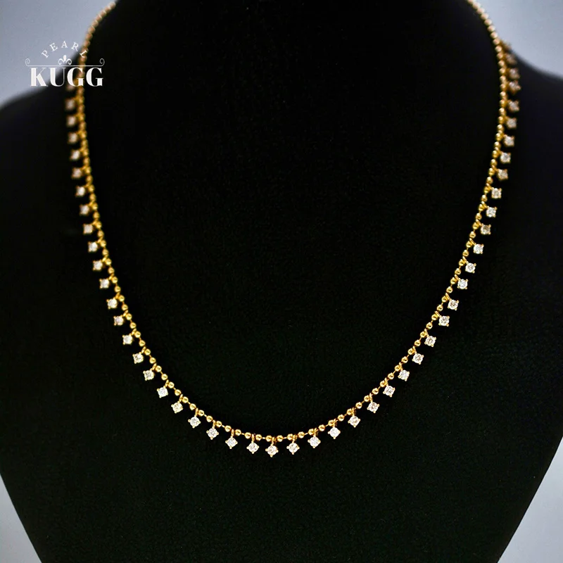 

KUGG 100% ожерелье из желтого золота 18 карат, романтический элегантный стиль, 1,0 карата, ожерелье из настоящего натурального бриллианта для женщин, высокие свадебные украшения