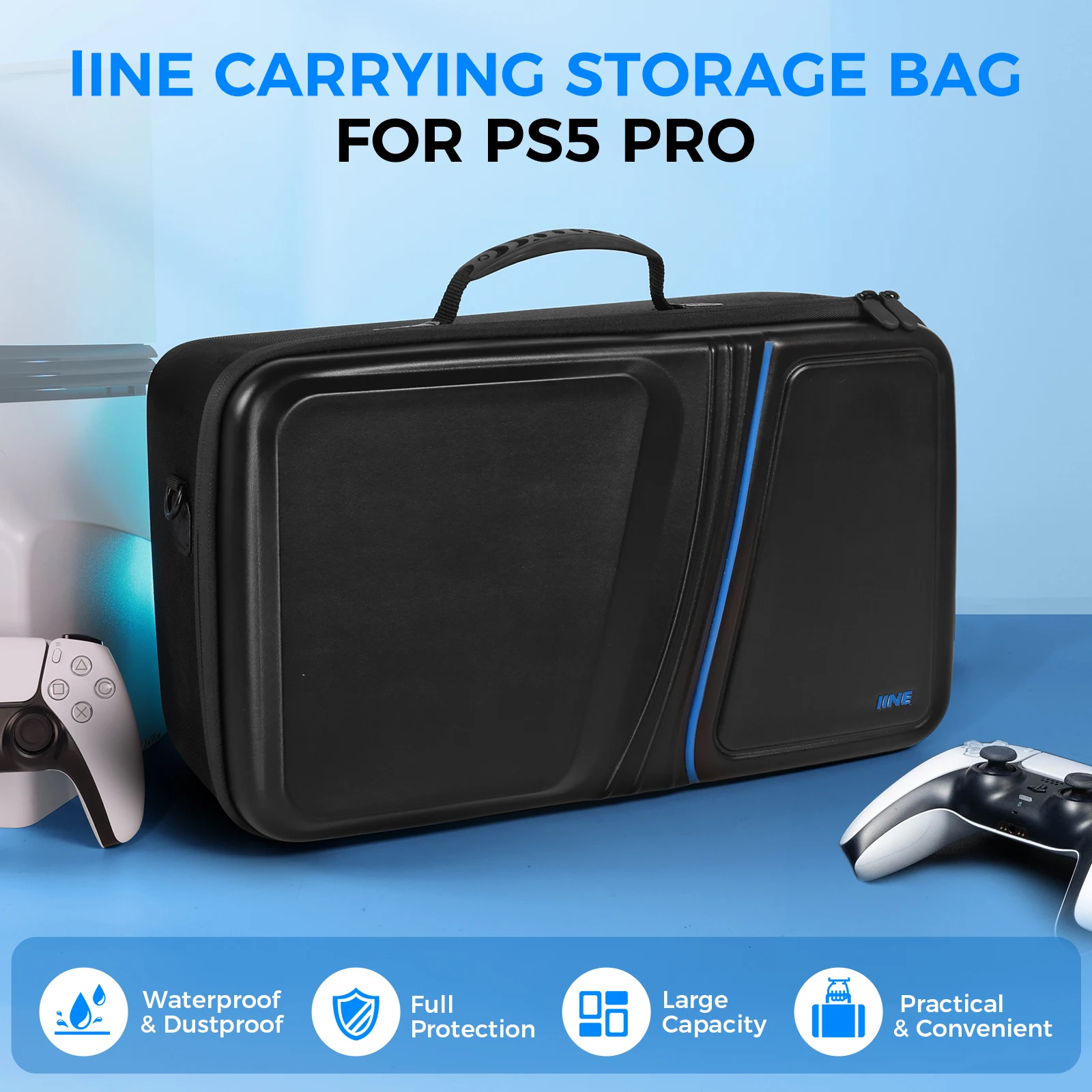 IINE CARRYING STORAGE BAG FOR PS5 PRO / Waterproof & Dustproof & Full Protection & Large Capacity & Practical & Convenient