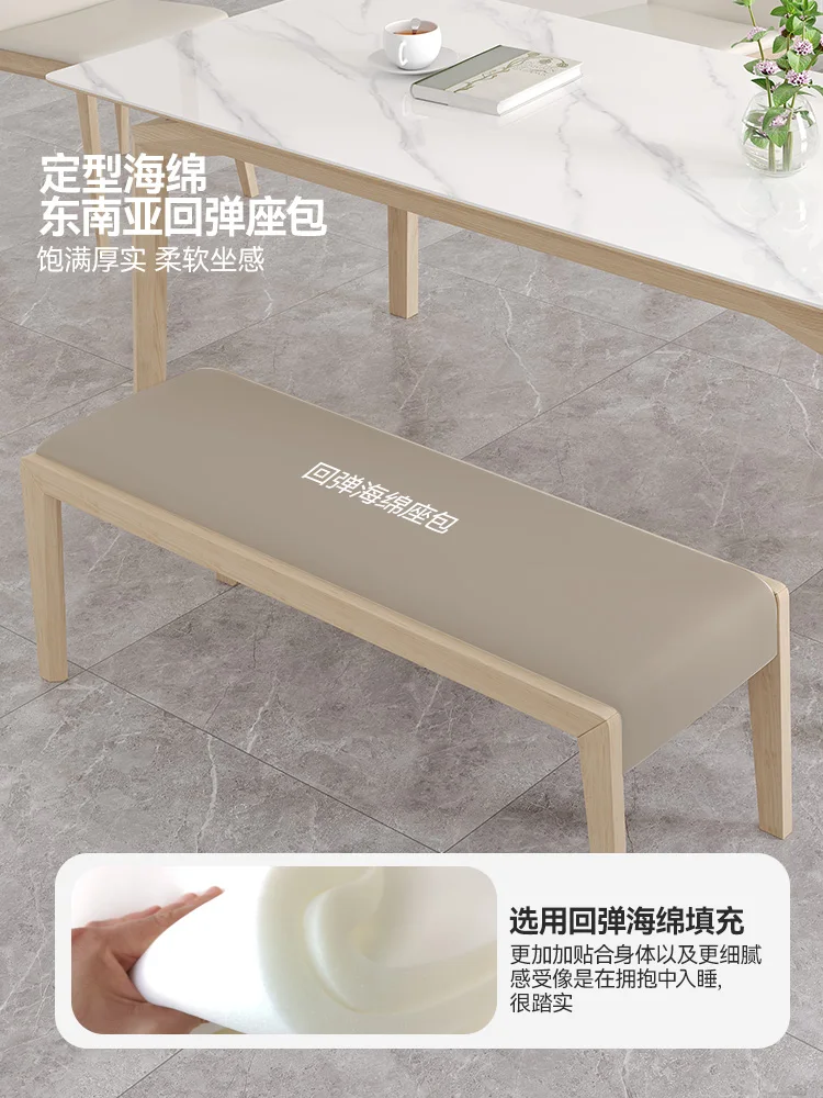 Cream Style Wood Color Solid Wood Bench Imported Ash Wood Furniture Living Room Shoe Changing Stool Bed End Stool