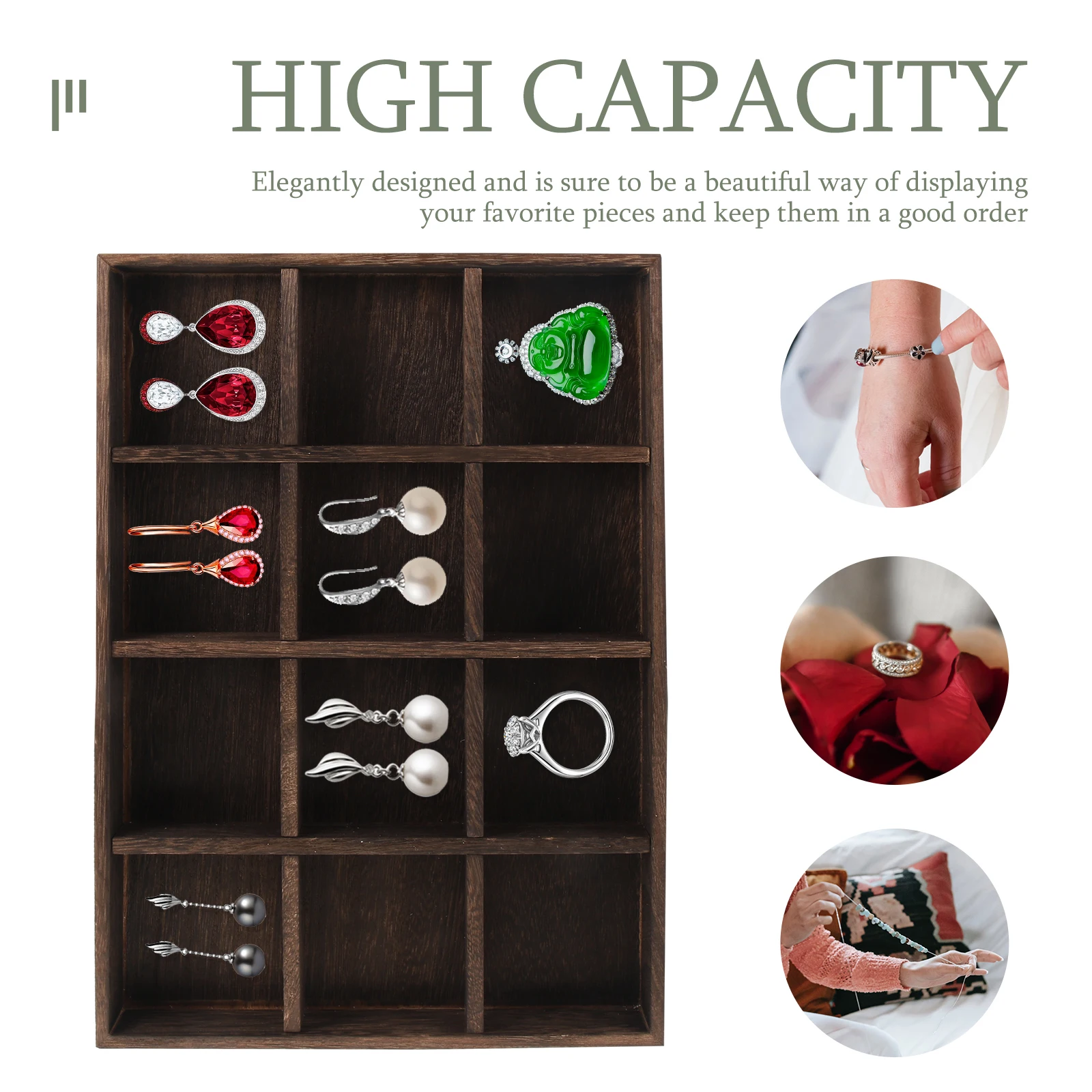 

Vintage Jewelry Tray Wooden Storage Organizer Simple Design Bedroom Decorative Ring Dish Holiday Party Bridal Shower Gift