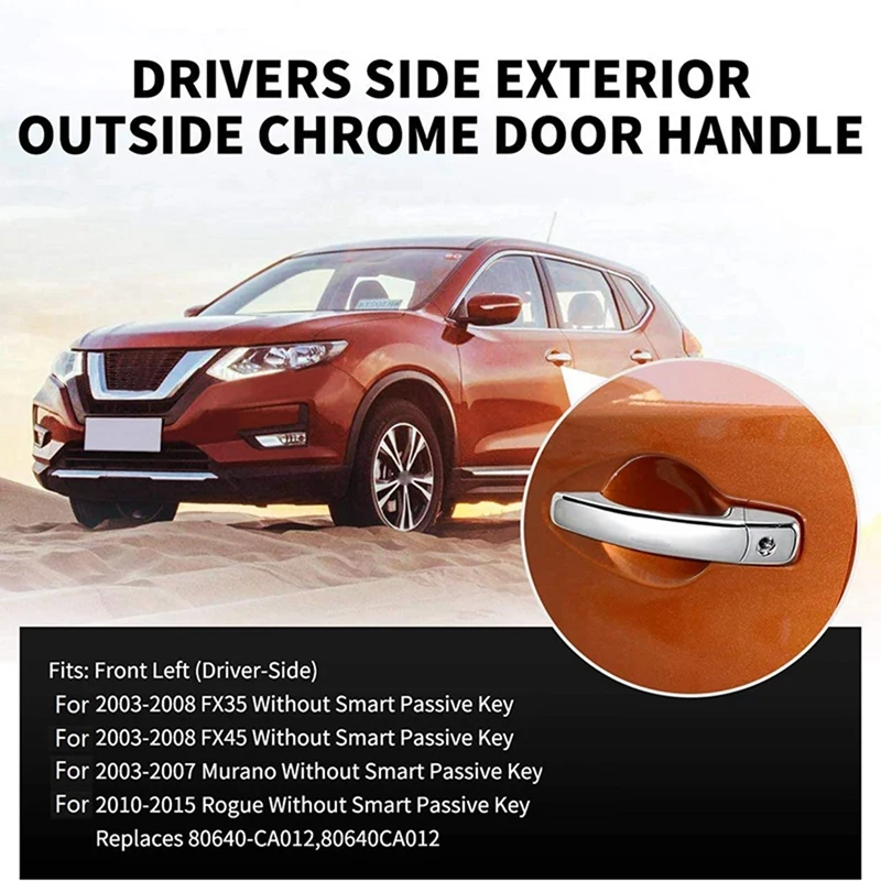 3X Exterior Door Handle With Keyhole For Infiniti FX35 FX45 Nissan Murano Rogue 82646-CA000 80640-CA012 Front Left Side