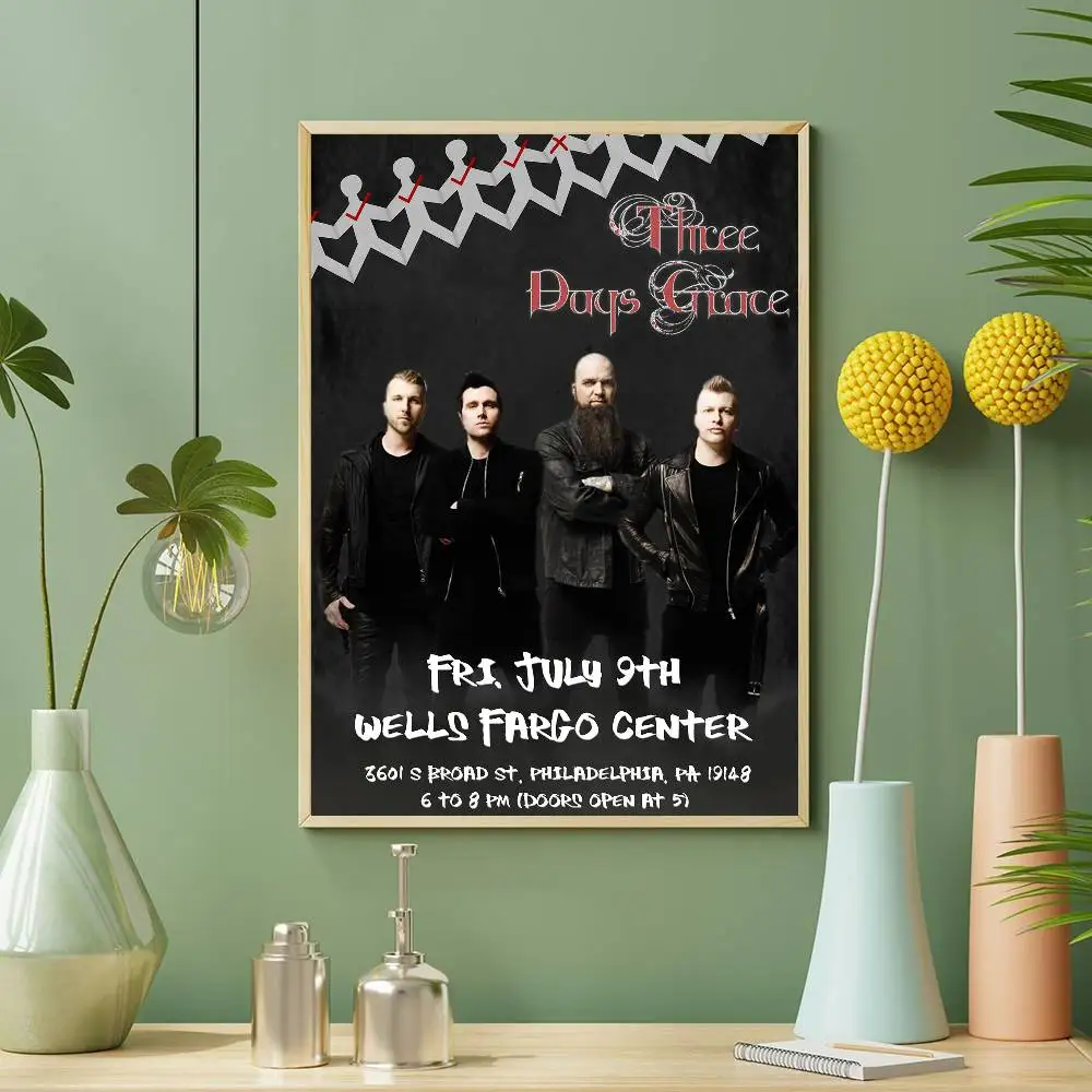 ملصق روك باند T-Three Days Grace عالي الدقة جدار لاصق مقاوم للماء لغرفة المعيشة المنزلية وغرفة النوم والديكور الجمالي