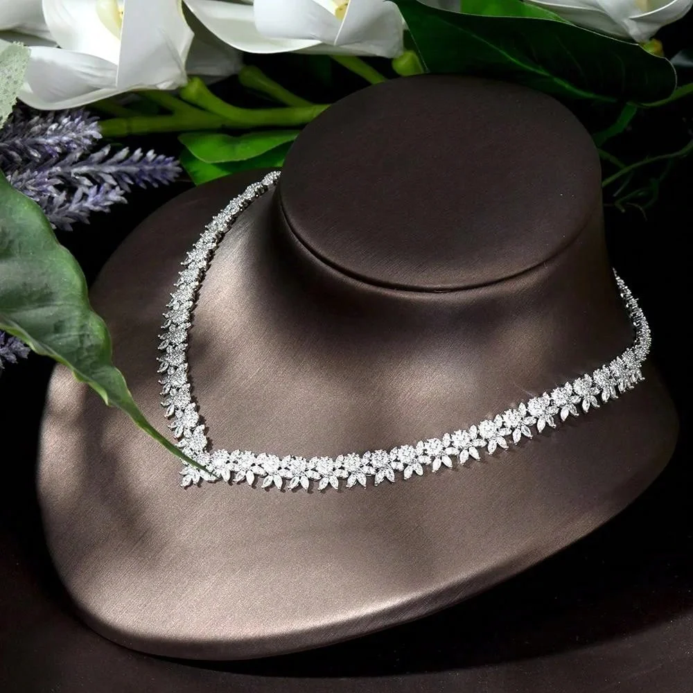 Set delicato di gioielli zirconi collana orecchini braccialetto set da sposa donna estate festa matrimonio sera accessori Q-26