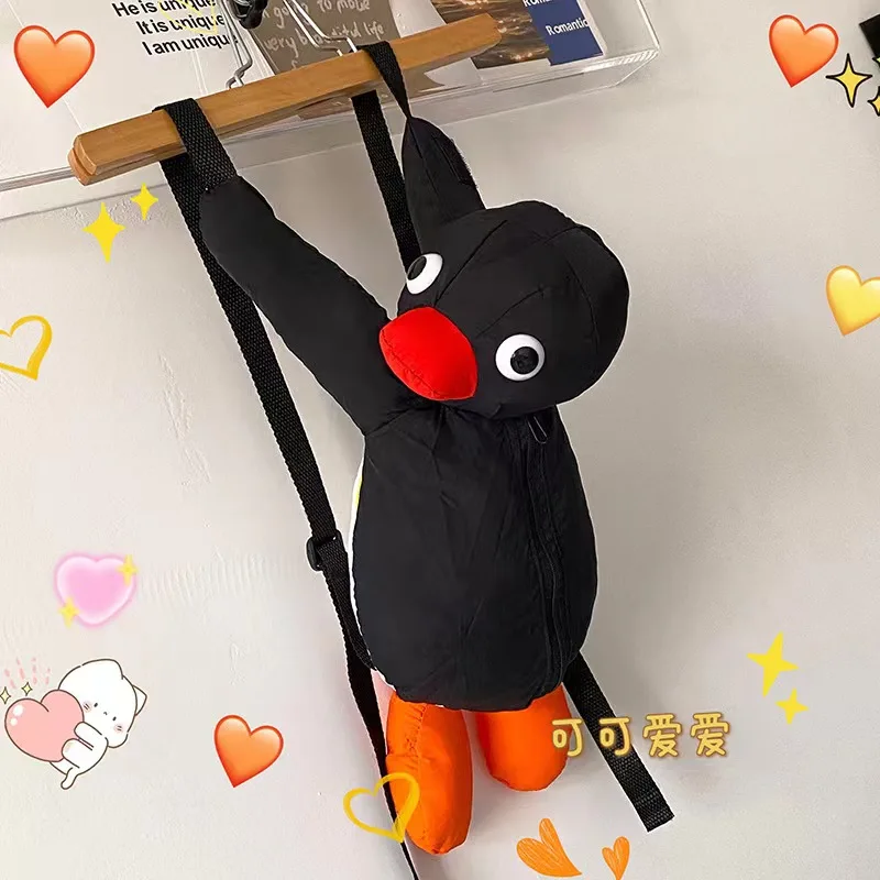 Mochila de peluche de pingüino de dibujos animados, bonito juguete de peluche PINGUed de dibujos animados, bolso de hombro de Animal relleno suave para niñas, regalos de cumpleaños