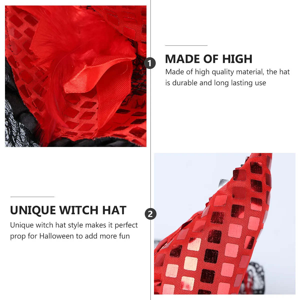 

Halloween Witch Hat Costume Party Accessory For Kids Adults Red Feathered Performance Headband Dress Up Supplies