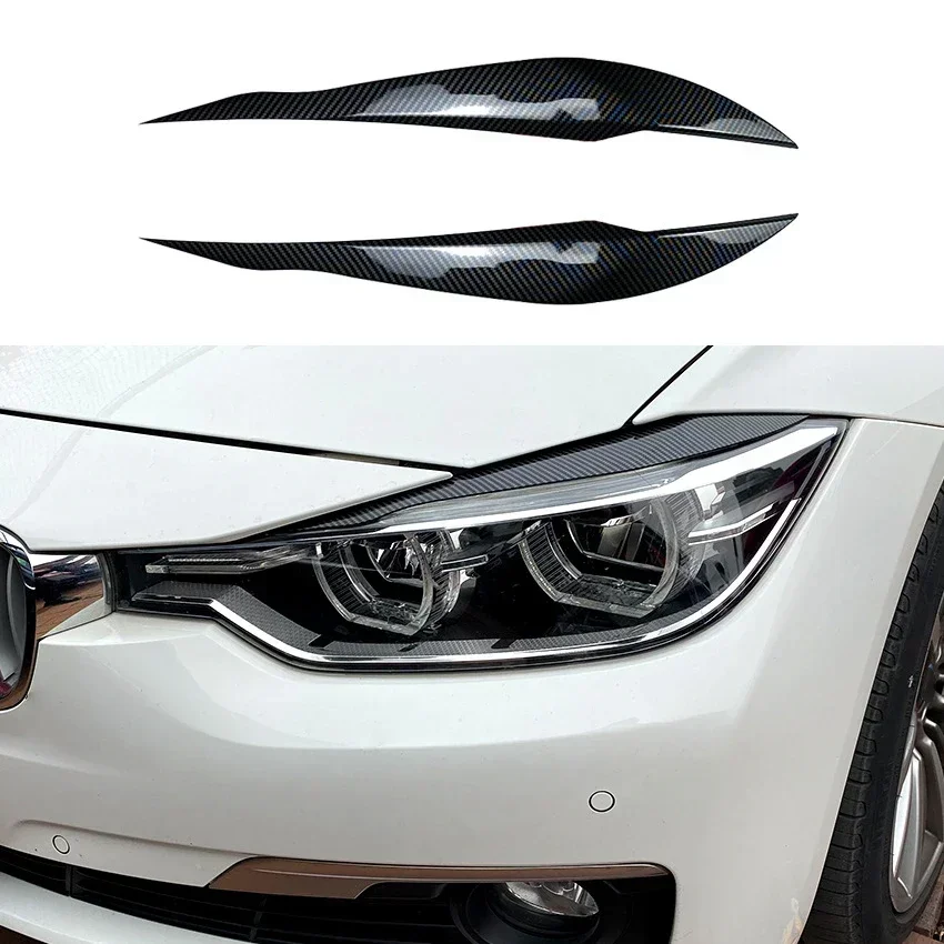 2pcs Car Headlight Eye Lid Covers for BMW 3 Series F30 F31 318i 320i 2012-2018 ABS Carbon Headlight Lamp Eyebrows Trim Stickers