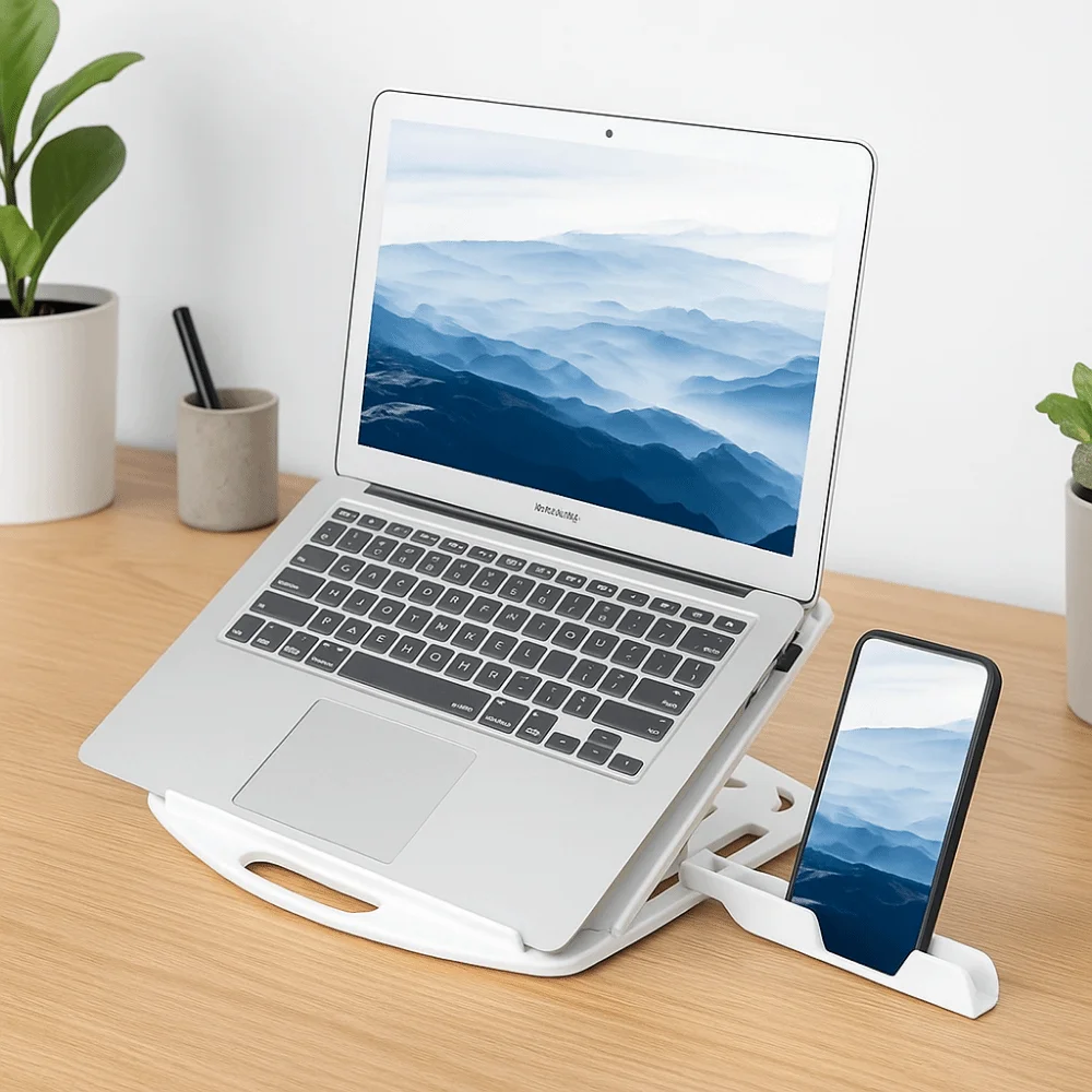 Universal Plastic Laptop Stand Foldable With Phone Holder Desktop Holder 2 IN 1 Non Slip Ergonomic Laptop Riser Smart Phones