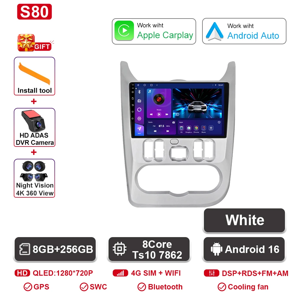 Android 16 autoradio voor Renault Logan 1 Sandero 2009 - 2015 voor Dacia Duster 2010 - 2017 auto multimedia videospeler navigatie