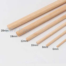 1-6Pcs Pine Solid Wooden Rods Dia 4/5/6/8/10/12/15/18/20mm Long 500mm Round Wooden Stick DIY Architectural Modeling Materials