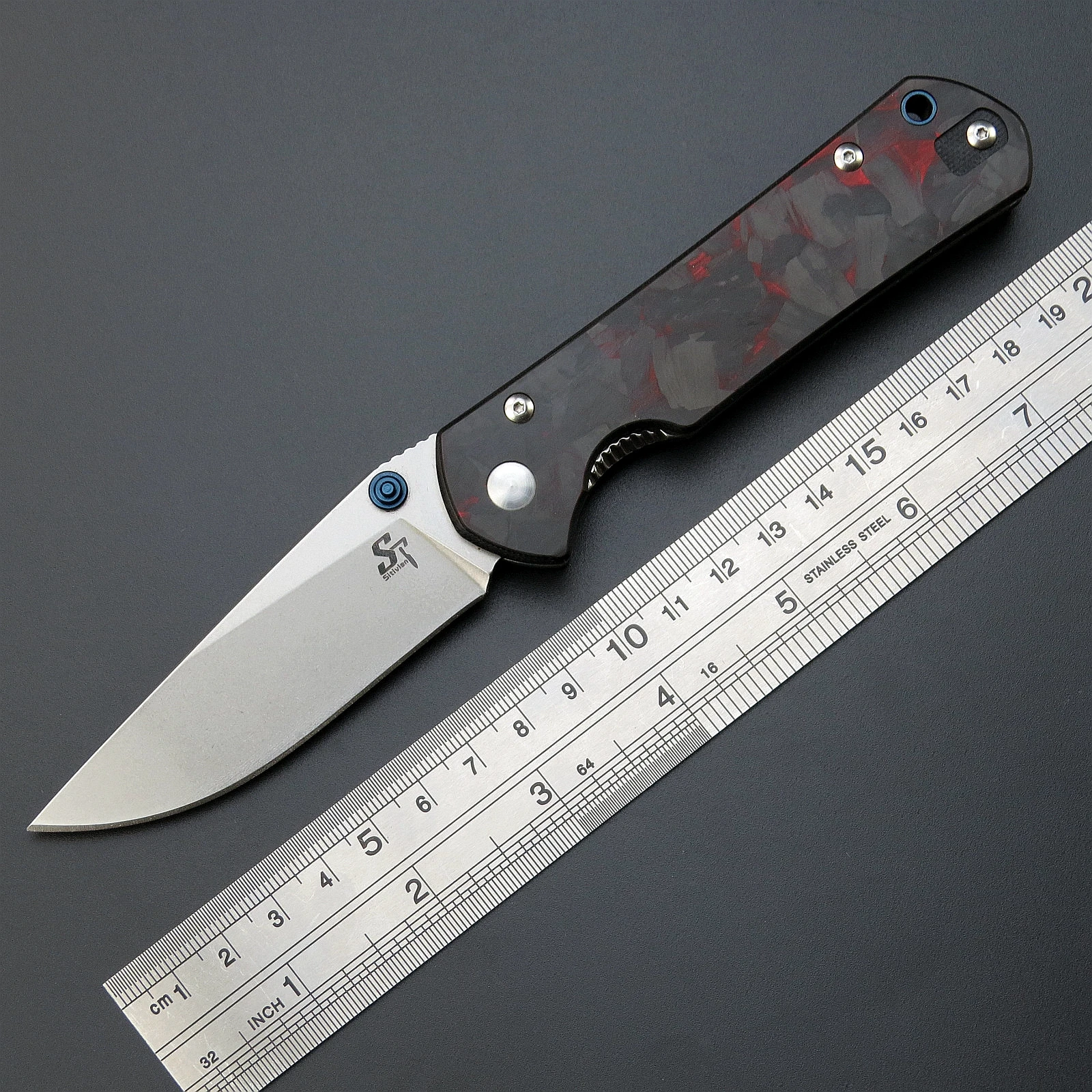 Sitivien ST8 Folding Knife K110 Steel Blade Carbon Fiber Handle Pocket Knife EDC Tool Knives for Working Camping Outdoor