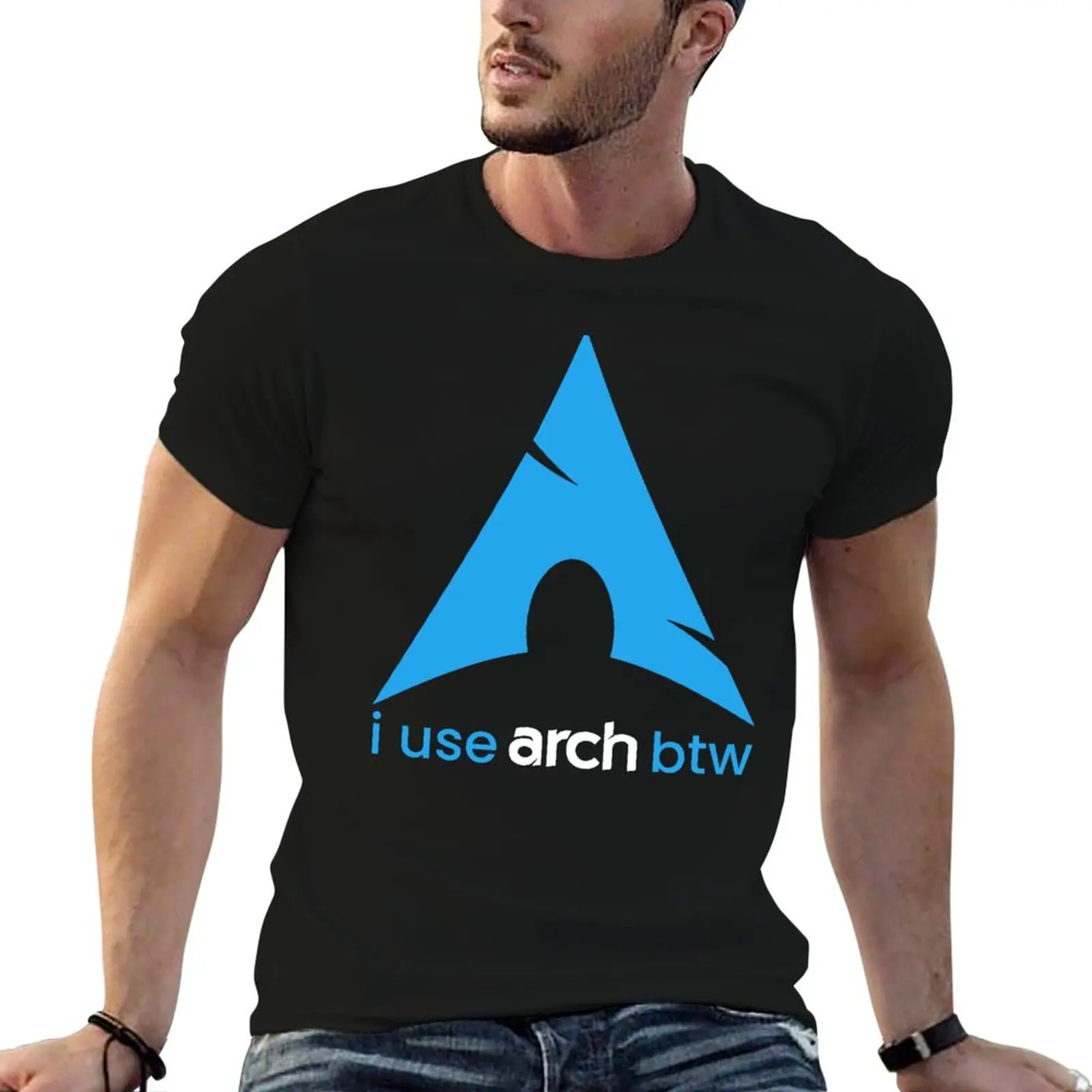 

blue triangle I Use Arch Btw T-Shirt man t shirt cotton cotton t shirts high quality t shirts for man cotton T-Shirt
