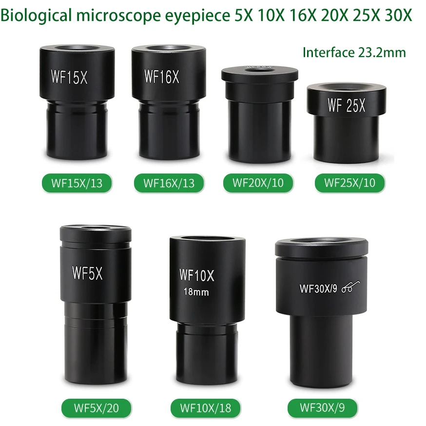 1pcs Biological Microscope Wide-angle Eyepiece WF5X WF10X WF15X WF16X WF20X WF25X Interface 23.2mm For School Science Education