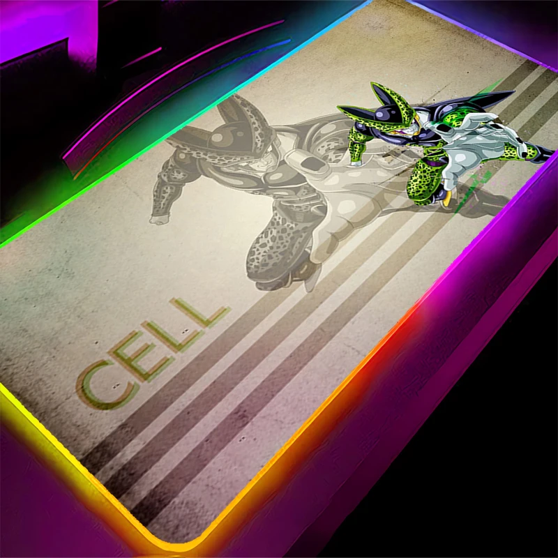 

LED Mouse Pad DBZ Dragon Ball Cell Rubber RGB Desk Mat Gamer Office Backlight Carpet Keyboard Table Gaming Accessories Mousepad