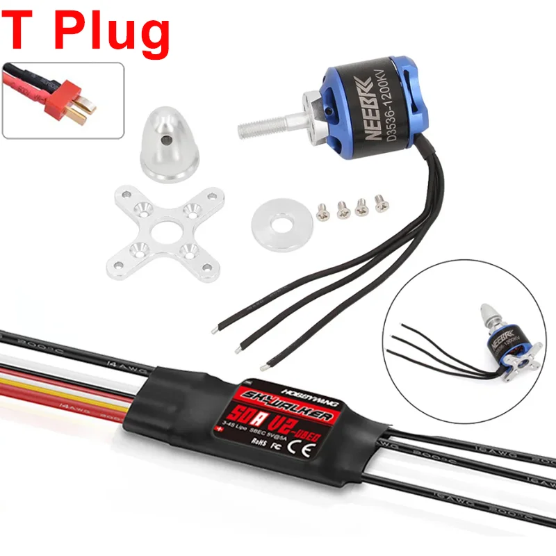 3536 1200KV Borstelloze Motor 2-4S w 50A V2 UBEC ESC Speed Controller voor RC FPV Drone Vaste vleugel Vliegtuig Skysurfer Zweefvliegtuig Vliegtuig - afbeelding 1