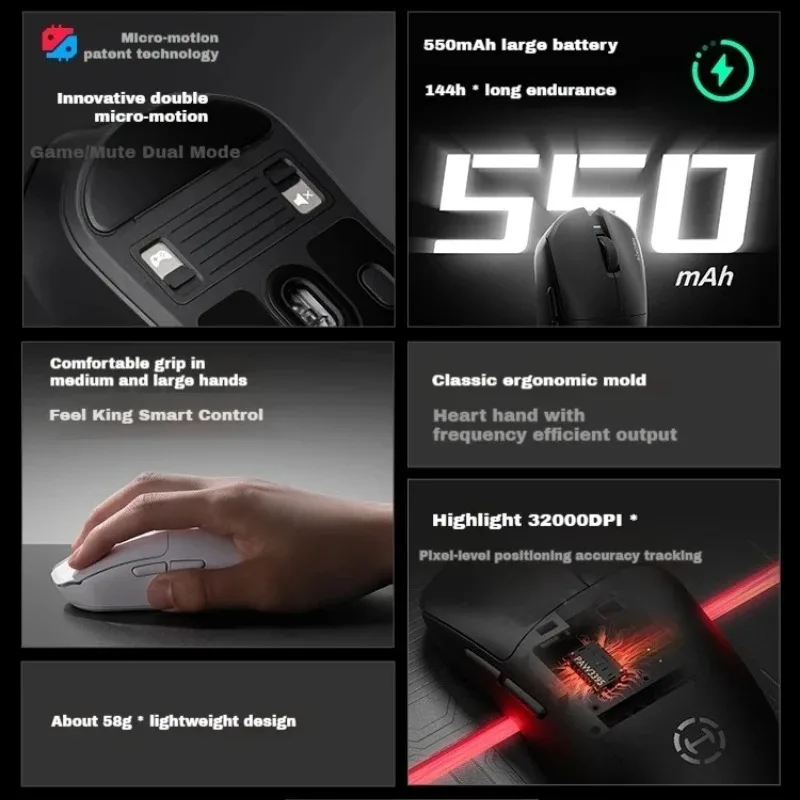 EDIFIER HECATE G3M Pro Tri-Mode Wireless Gaming Mouse PAW3395 Ultra-Lightweight E-Sports Gamer Mice for PC Laptop Computer Gift