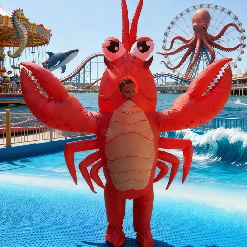 

Adult Inflatable Lobster Costume Funny Red Cartoon Lobster Outfit Christmas Halloween Party Cosplay Carnival Novelty Dress-Up