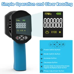HoldPeak Digital Smart LED Stroboscope, Handheld Strobe Meter, Non-Contact Strobe Tachometer,High Accuracy 0.001%, 60-100K FPM