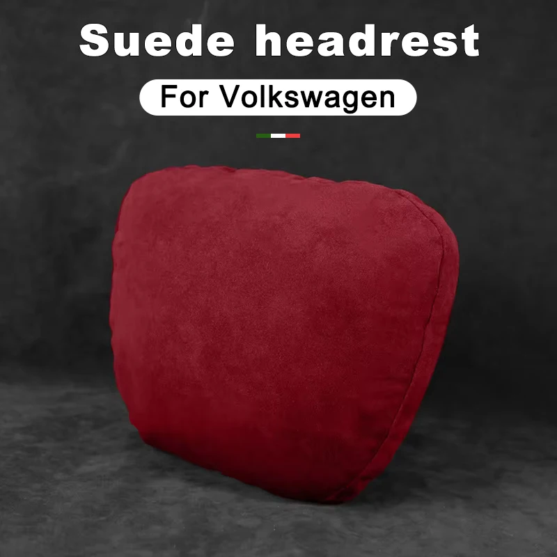 

For Volkswagen VW Gol Golf ID.3 ID.4 7 Passat Polo Tiguan T-Roc Suede Car Neck Rest Pillow - Auto Seat Neck Support Accessories