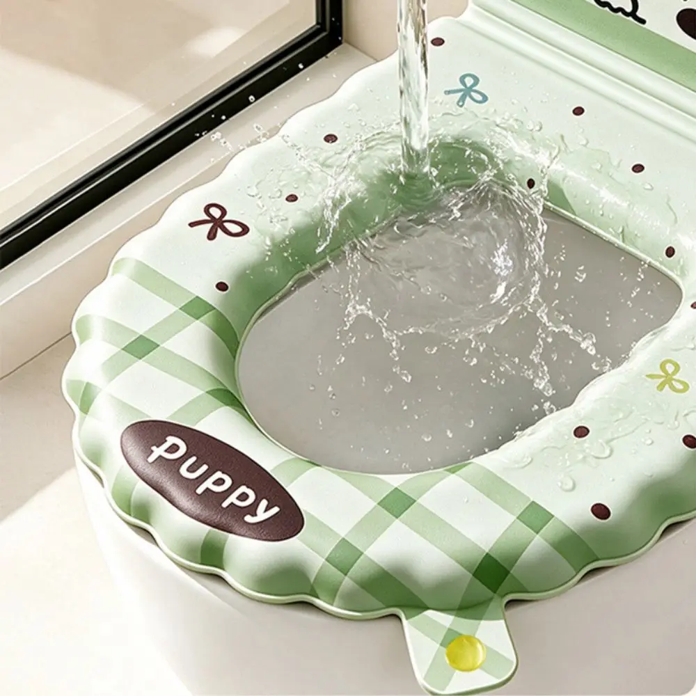 EVA Toilet Seat Cover Scented With Backrest and Handle Toilet Seat Mat Self-adhesive Cartoon Puppy Pattern Toilet Seat Cushion