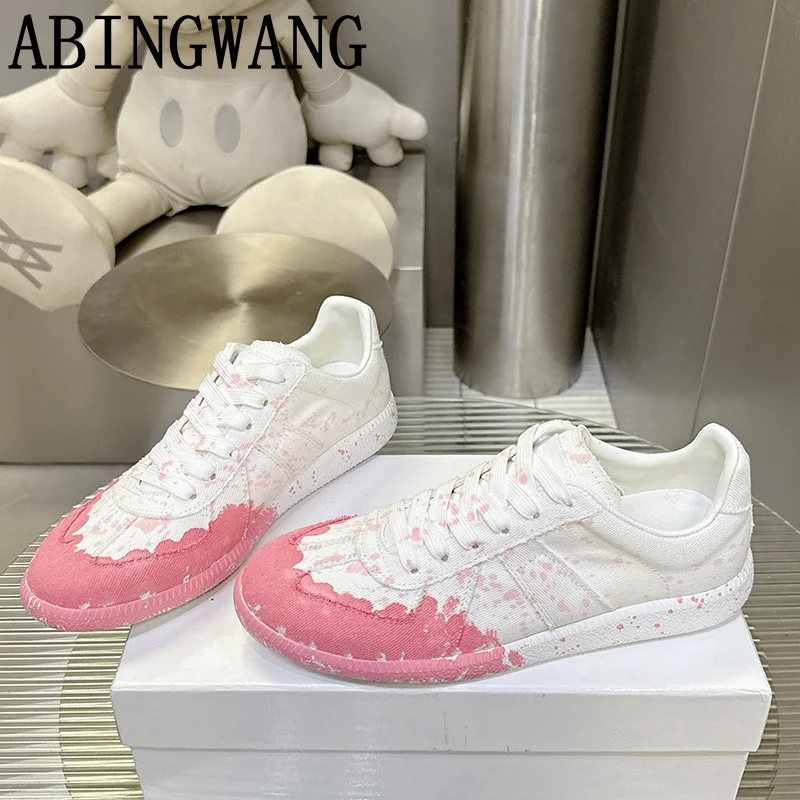 

Лидер продаж, парусиновая лоскутная женская и мужская обувь на плоской подошве, повседневная обувь на шнуровке с круглым носком, весна-осень 2021, удобная повседневная обувь на плоской подошве