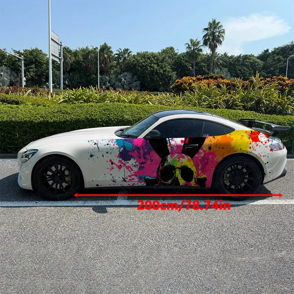 2pcs Ink Stain Evil Pet, Durable, Fade-resistant, Enhance Vehicle Aesthetics With Bold Artistic Design Car Vinyl Wraps