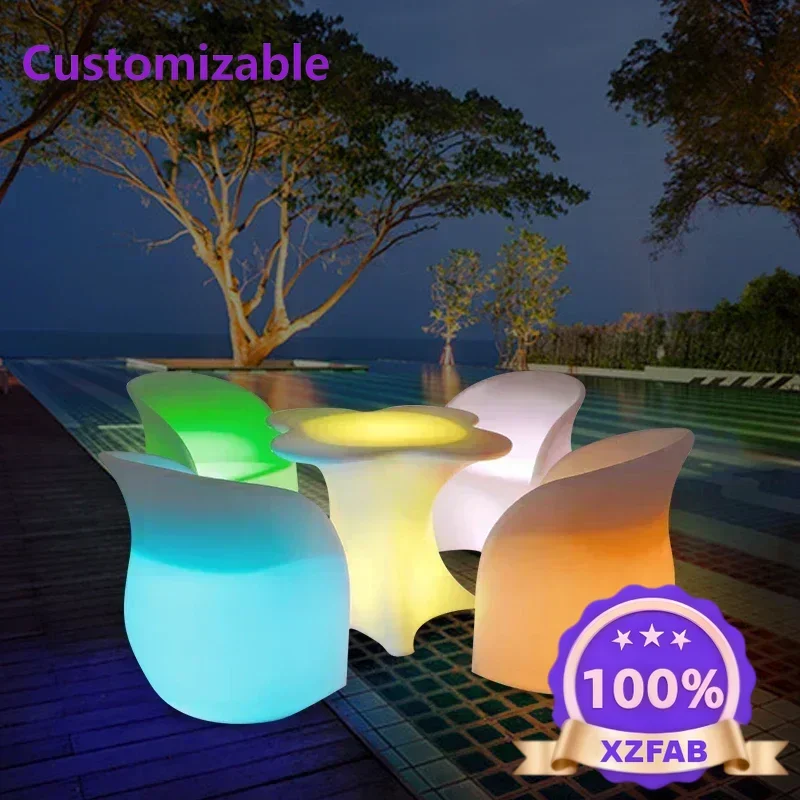 Factory Direct 2026 Luminous table and chair bar KTV stand nightclub coffee table combination outdoor creative furniture patio s
