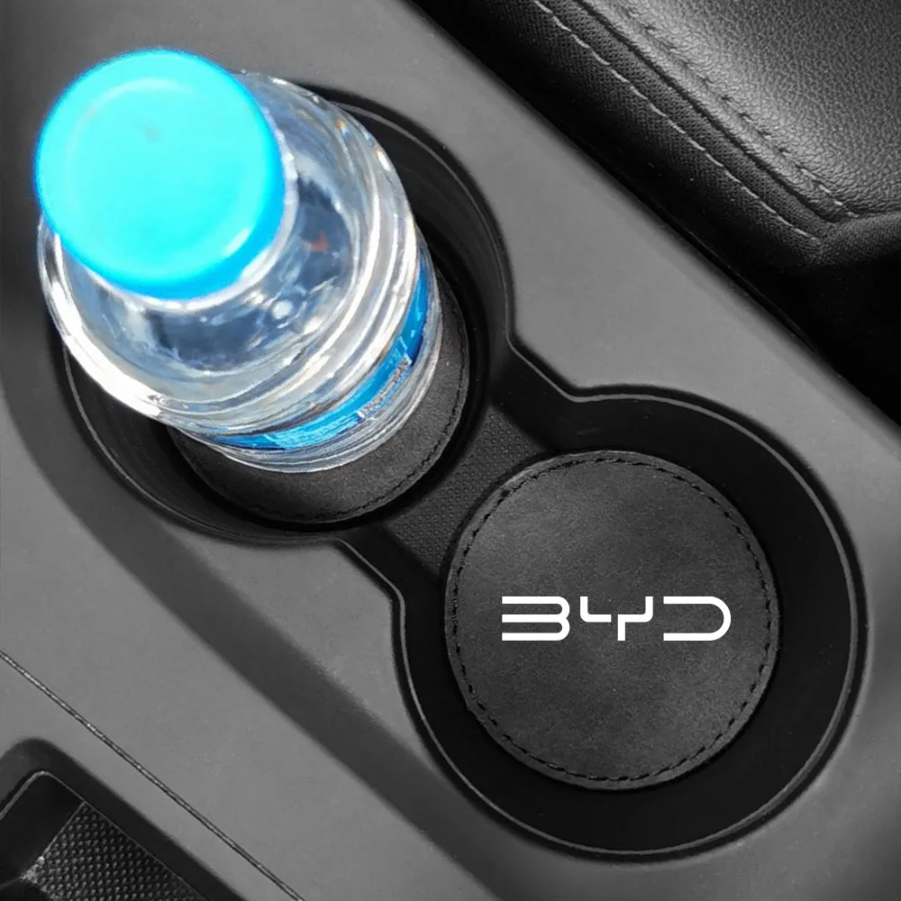 For BYD Atto 3 Seal Seagull Dolphin Act 3 Tang F3 E6 Yuan Song S6 2PCS Car Coaster Cup Slot Bottle Holder Non-Slip Pad Suede Mat